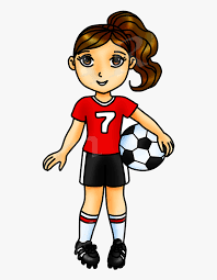 girl with brown hair in pony tail holding soccer ball