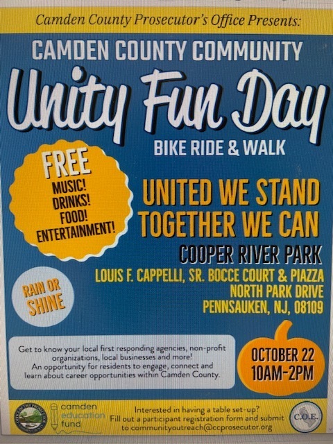 Unity Fun Day Flyer Camden County Bike ride and walk