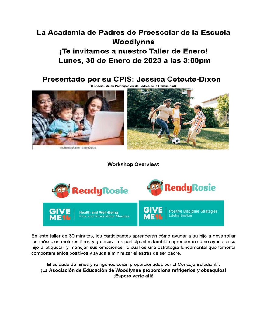 Prek parent academ flyer on January meeting spanish version