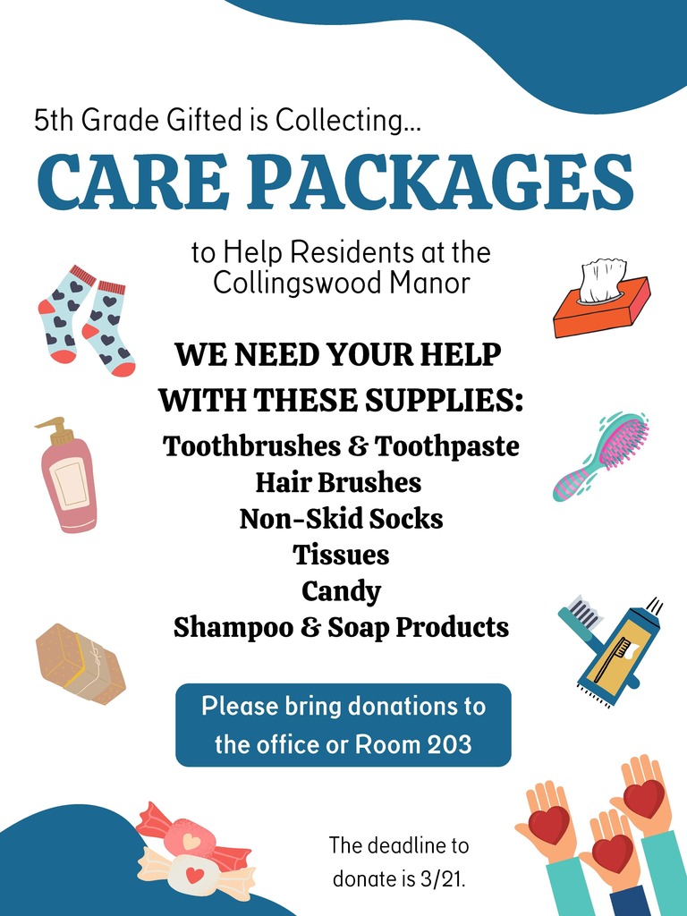 Care package flyer asking for donations for seniors