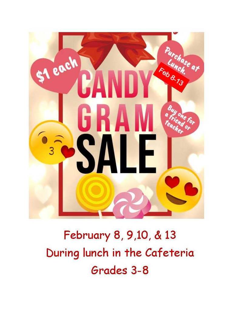 Candy gram flyer with hearts and emojis