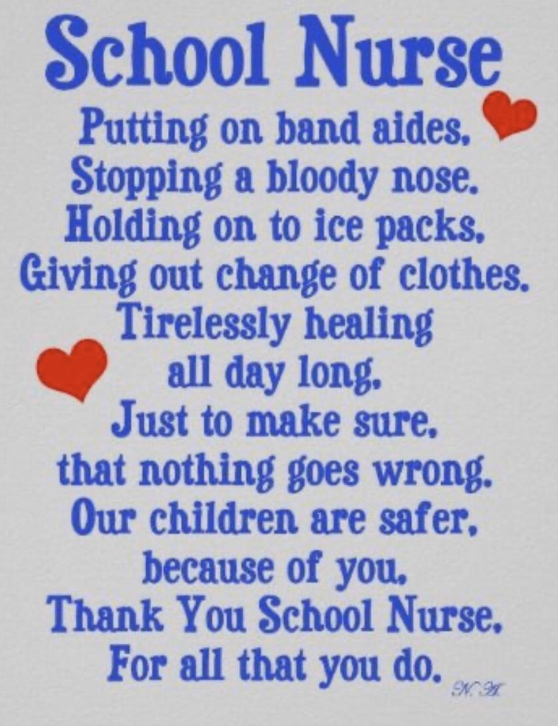 School Nurse Thank you poem
