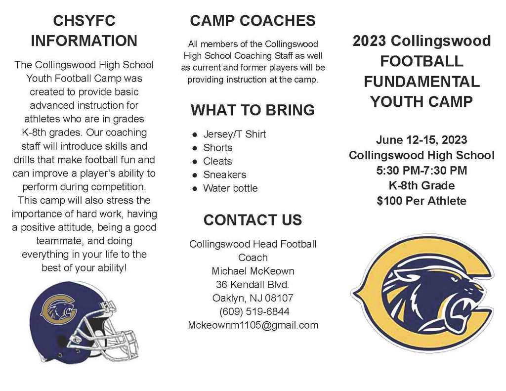 Collingswood youth football flyer information