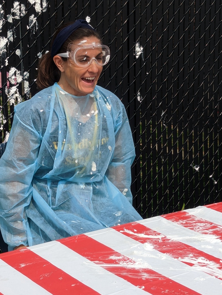 Teacher getting pied in the face